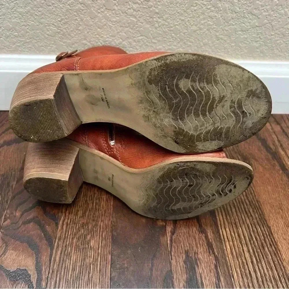 Matisse Folk Brick Red Leather Peep Toe Booties Boots Shoes Lulus Size 7.5 $167 - Picture 6 of 16